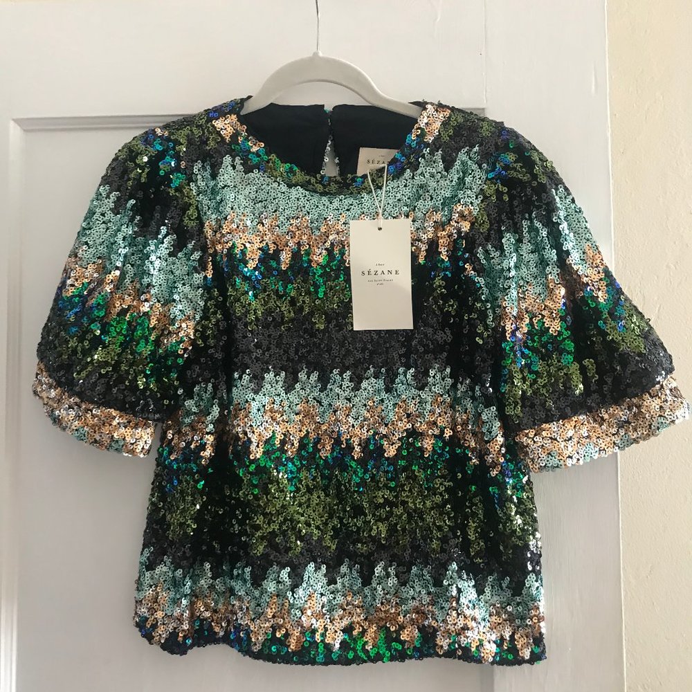 Sequin short sleeve blouse NWT